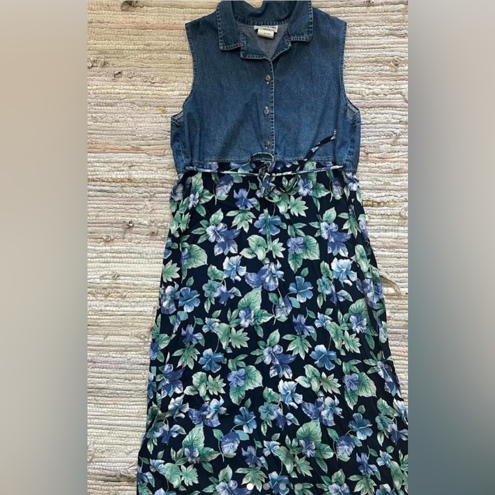 Vintage Denim Top Floral Maxi Dress